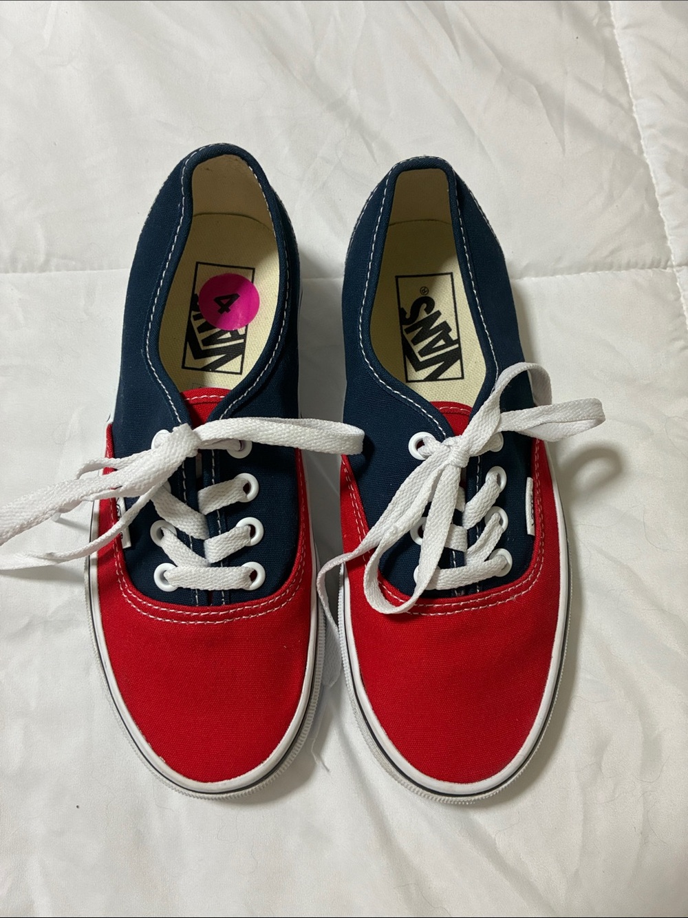 Vans Women’s Two-Tone Red and Navy Canvas Lace-Up Sneakers W Sz 5.5